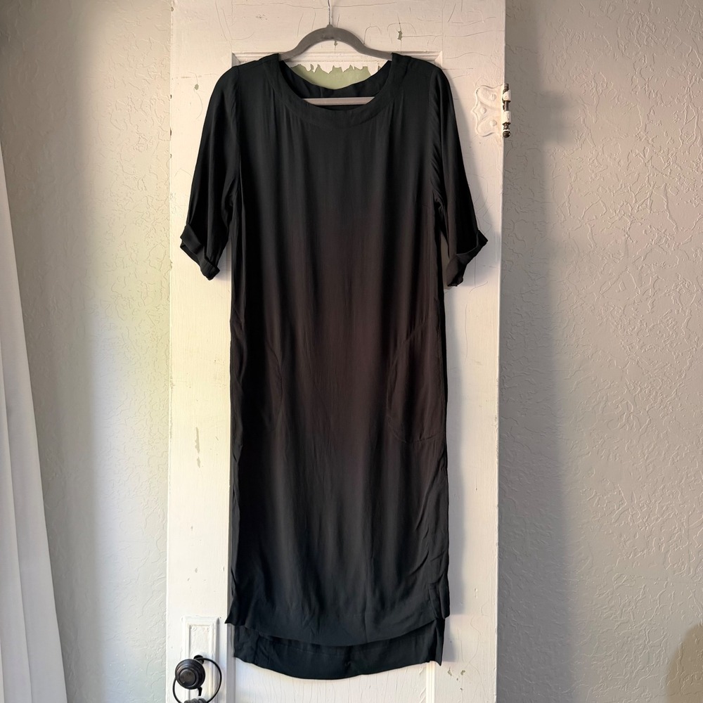 Holding Horses Anthropologie Green Rayon Shift Dress Pockets XSP